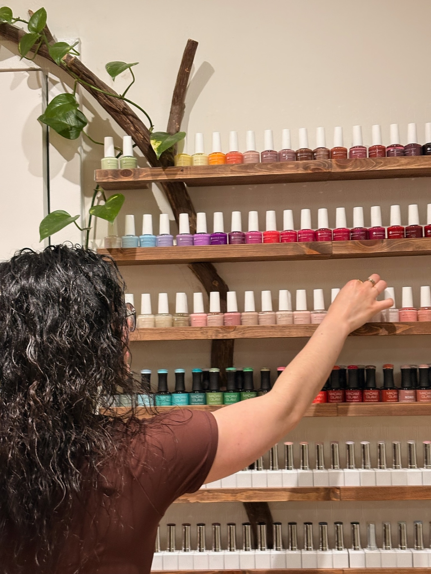 Nail polish bottles on linen