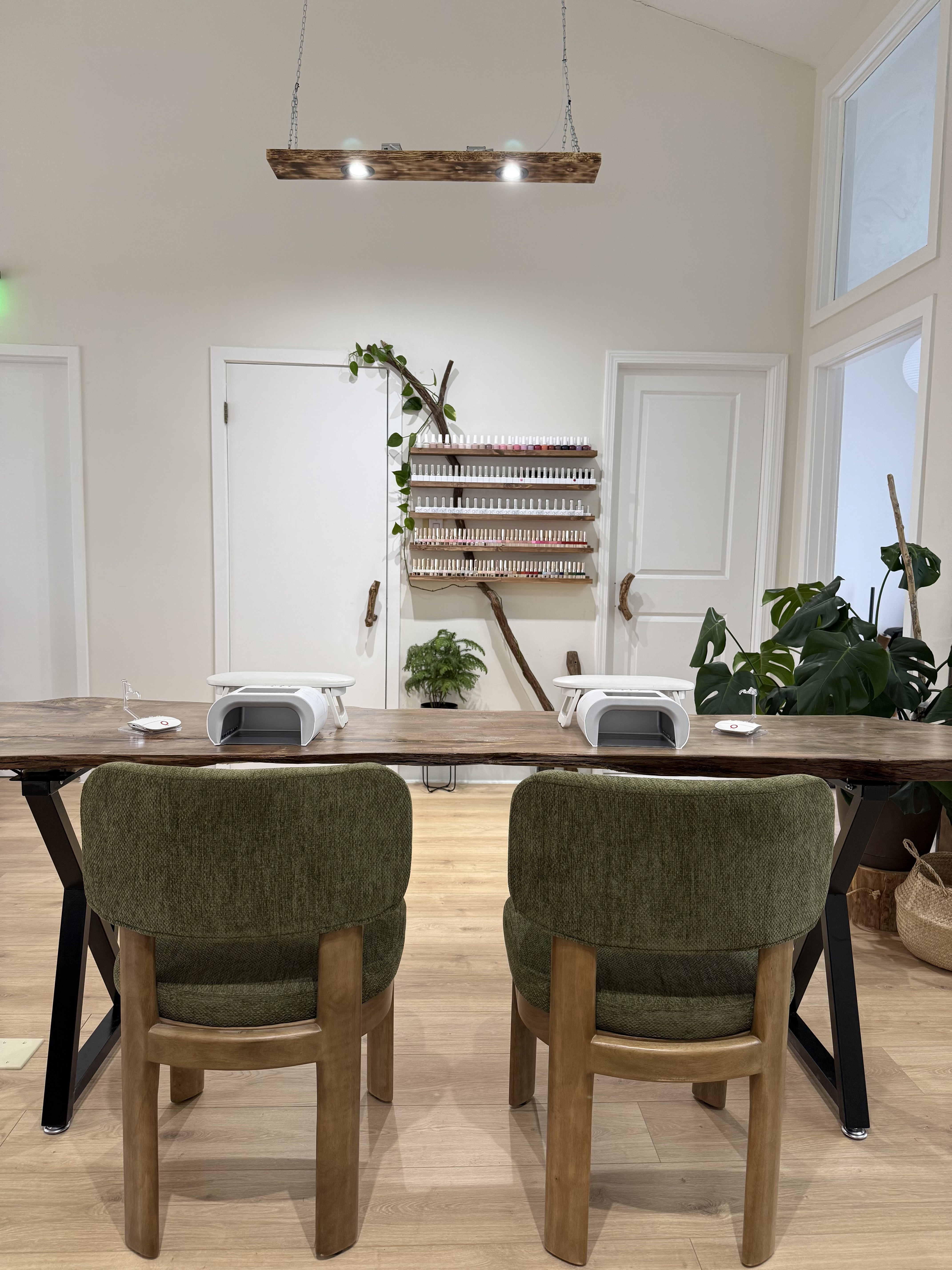 Interior of ExO Lounge with natural wood and soft light